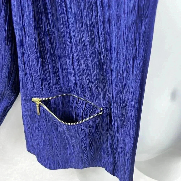 Chicos 2 Lg NWT Crinkle Shine Carbon Blue Jacket MSRP 119.00 Blazer Careerwear - Picture 4 of 16